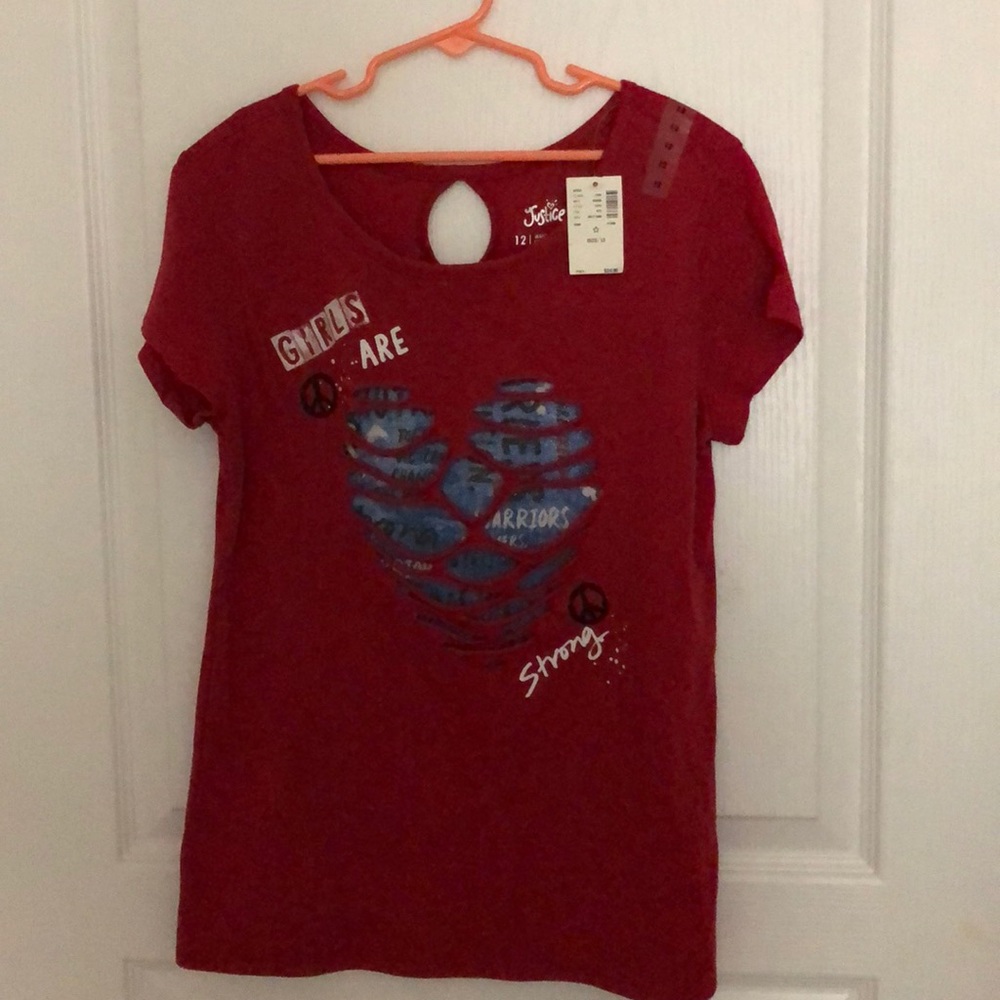 NWT Justice Girls Are Strong red heart t-shirt 12